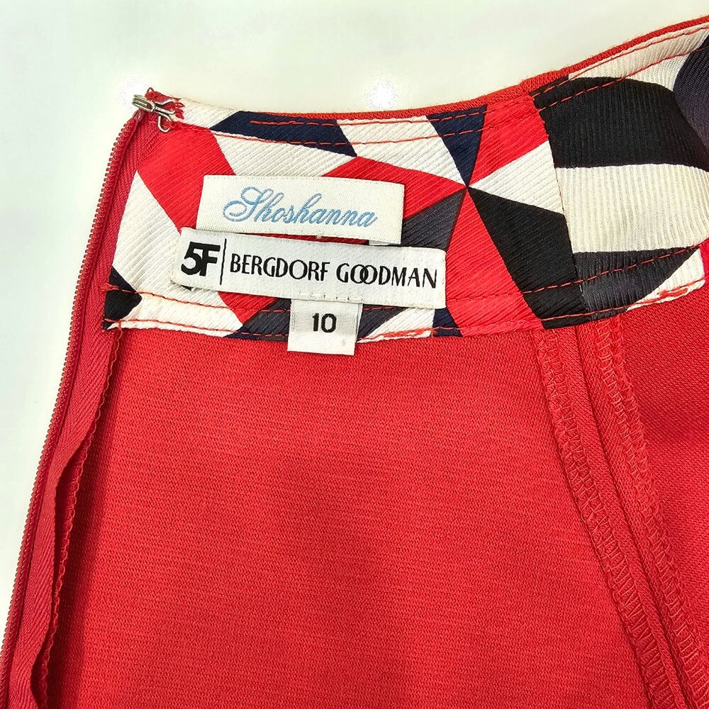 NWT Shoshanna x Bergdorf Goodman Red Pleated Fit-and-Flare Dress – Size 10 - Picture 10 of 12